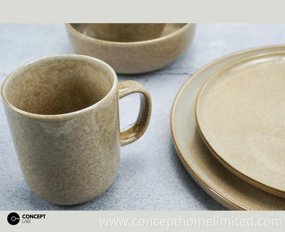 Reactive Glazed Stoneware Dinner Set In Khaki Ch22067 G02 3